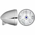 In Pro Car Wear 7 in. Flamed Headlight Bucket, Chrome with T70703 PC Lamp with Tribar Blue Dot HB74010-73